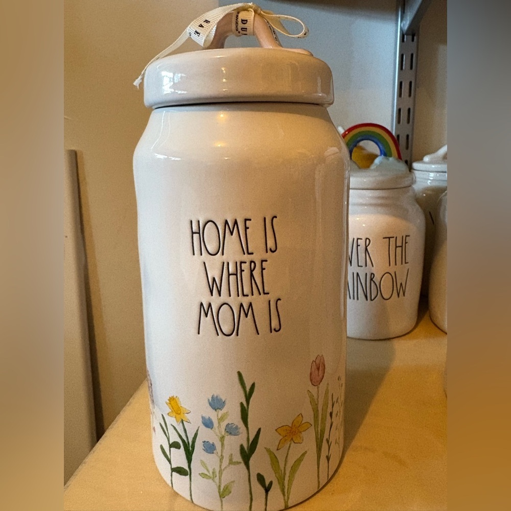 Floral Ceramic Canister with Quote